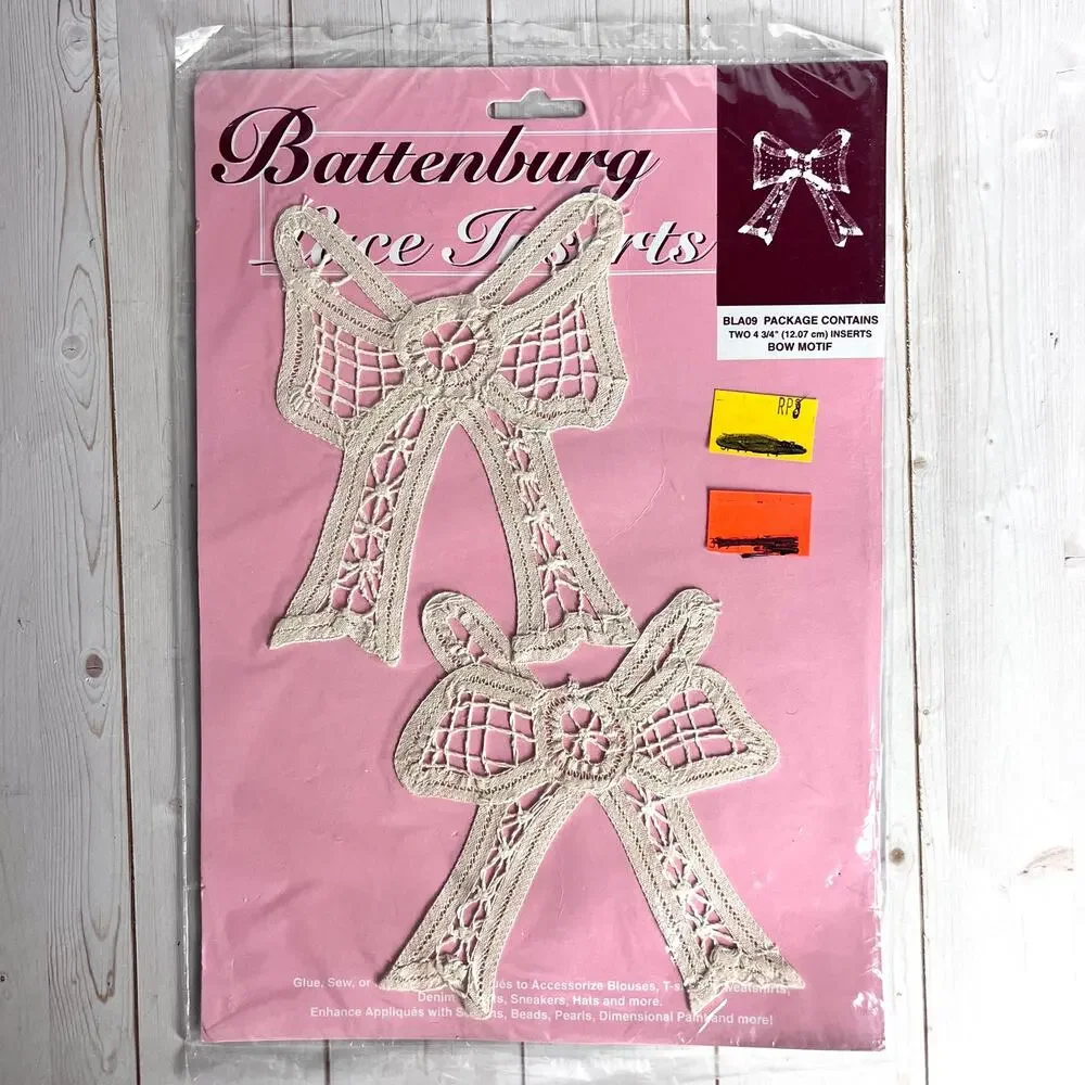Lot of 3 Vintage Battenburg Lace Inserts Sew-On Embellishments New Old Stock